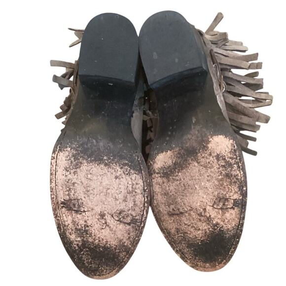 Freebird by Steven Belle Suede Double Buckle Fringe Ankle Heeled Booties US 8 - Picture 11 of 13